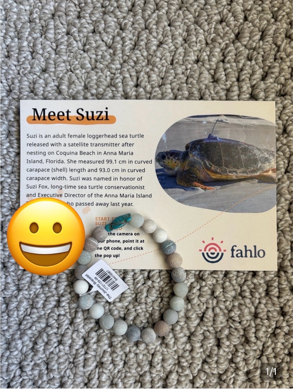 NWT Fahlo Beaded Bracelet and Tracking Card - Suzi